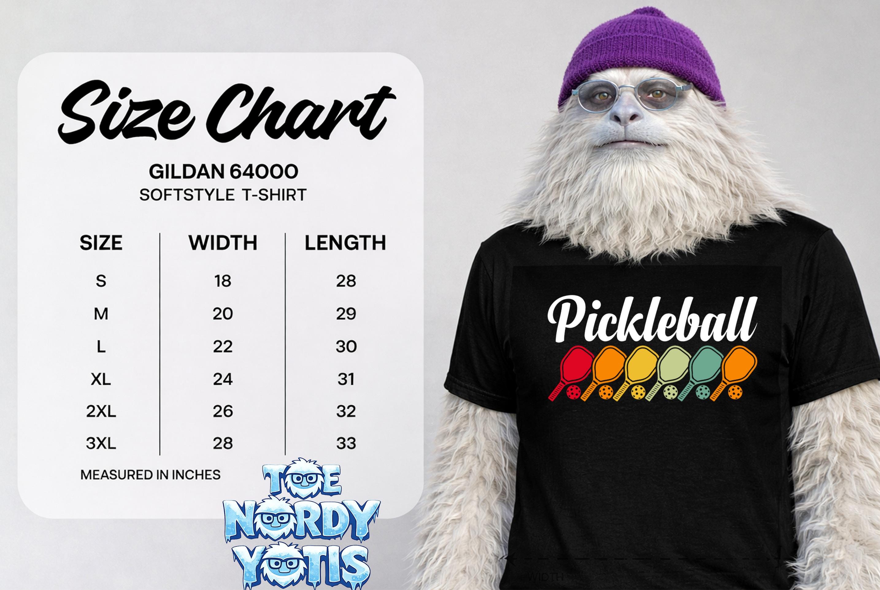 Gildan 64000 softstyle t-shirt size chart with measurements.