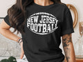 Black t-shirt with "NEW JERSEY FOOTBALL" and a football graphic.