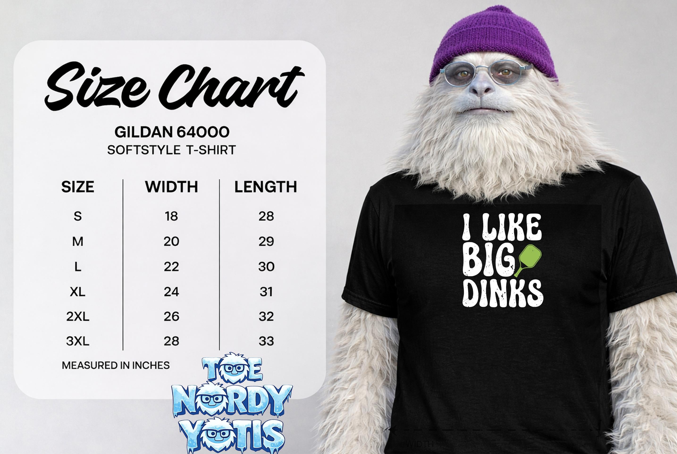 Gildan 64000 Softstyle t-shirt size chart with measurements.