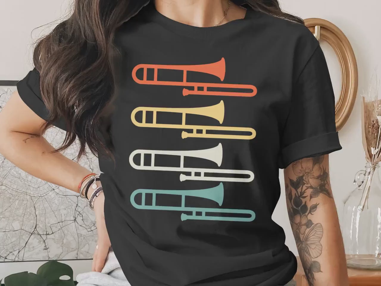 Retro Trombone Player Gift T-Shirt