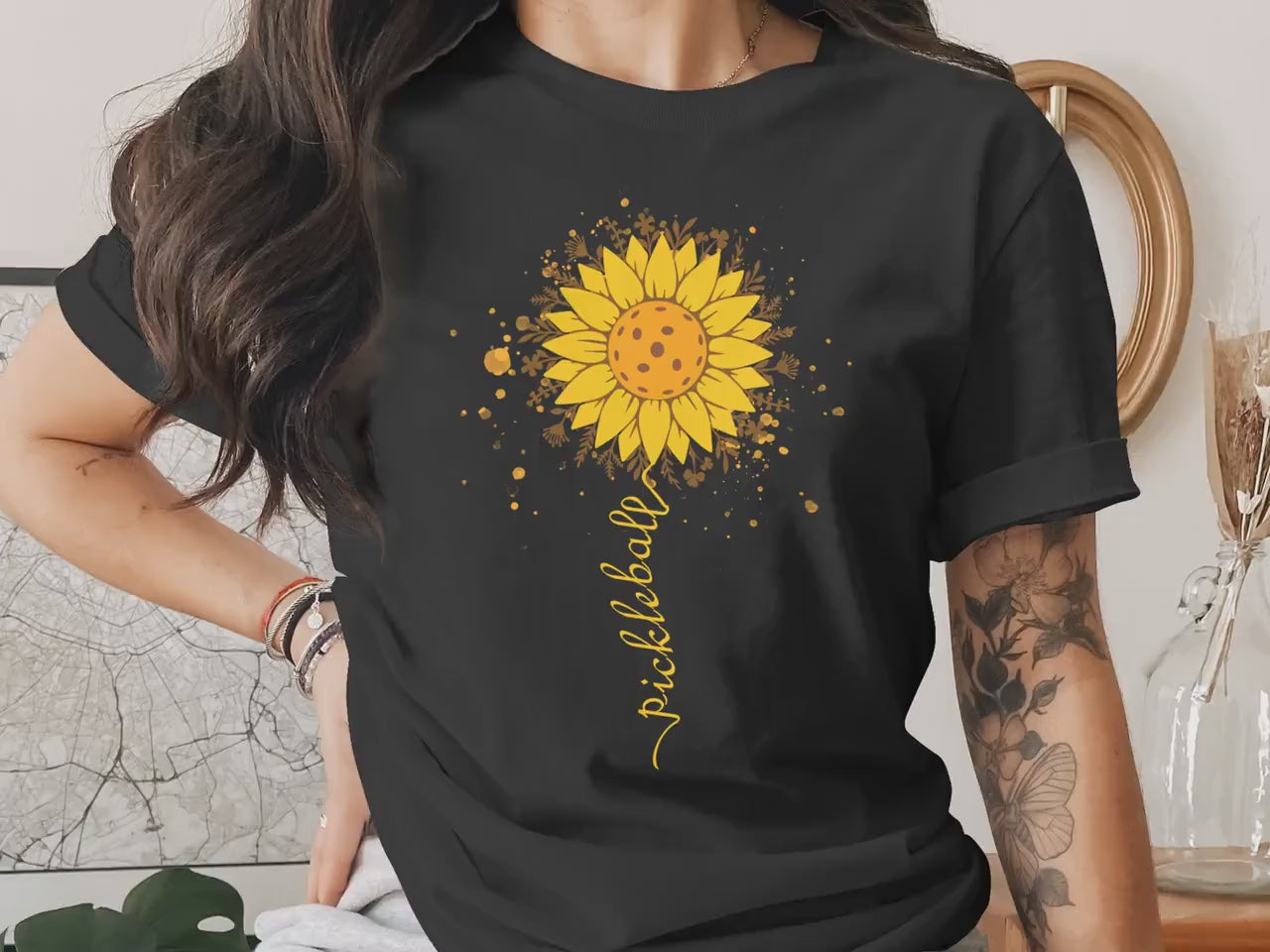 Pickleball Sunflower Gift Graphic Tee
