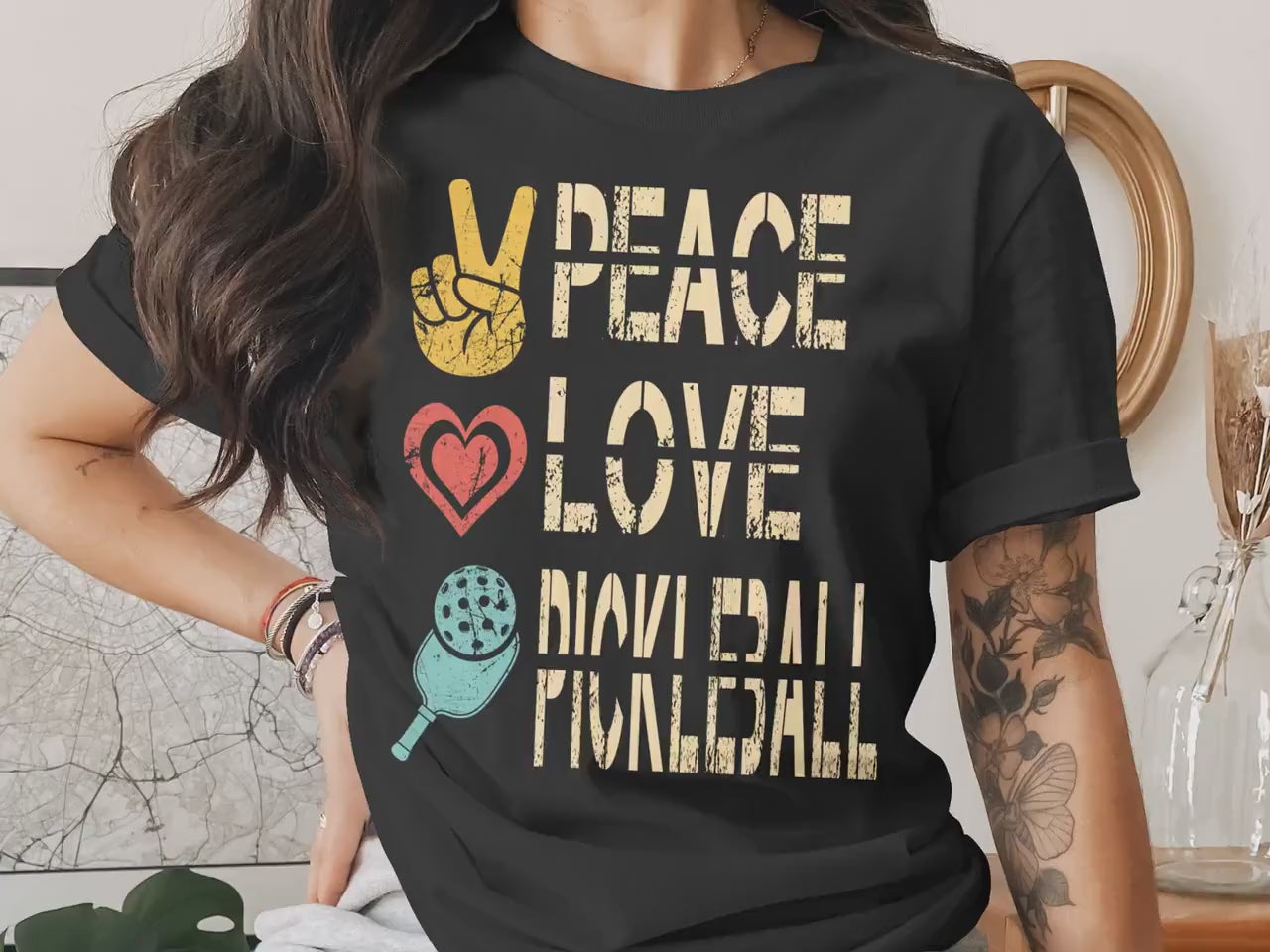 Peace Love Pickleball Gift T-Shirt